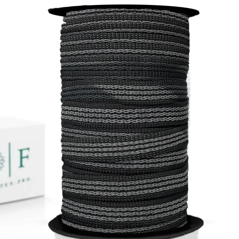 Резинка тканая (лента) с латексом черная 15мм, 20мм