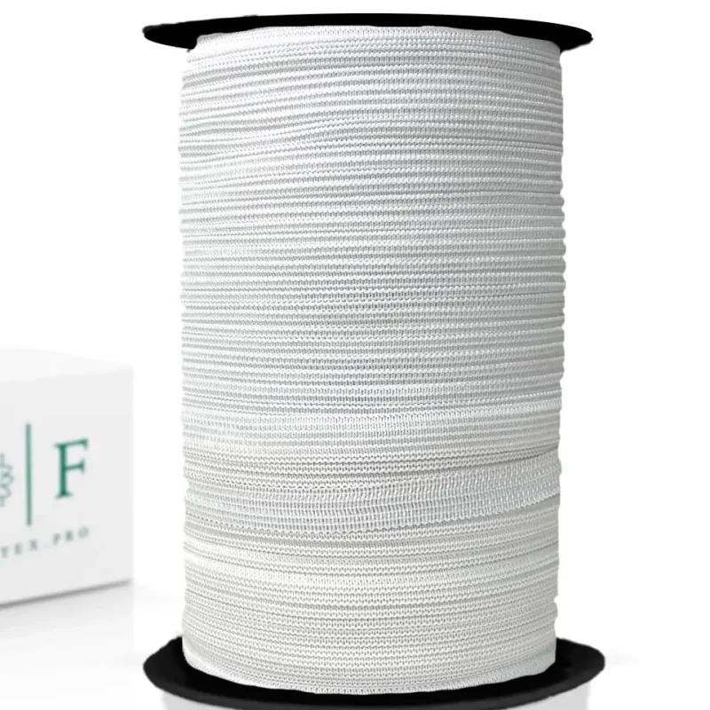Резинка вязаная эластичная швейная узкая, белая 4 мм