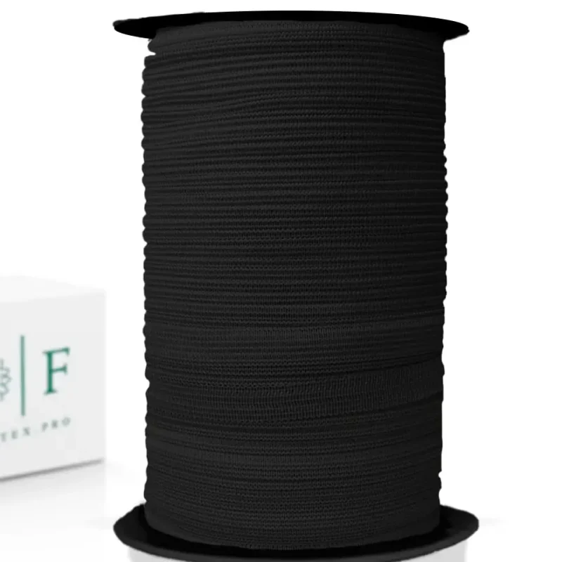 Резинка вязаная эластичная швейная узкая, черная 4 мм