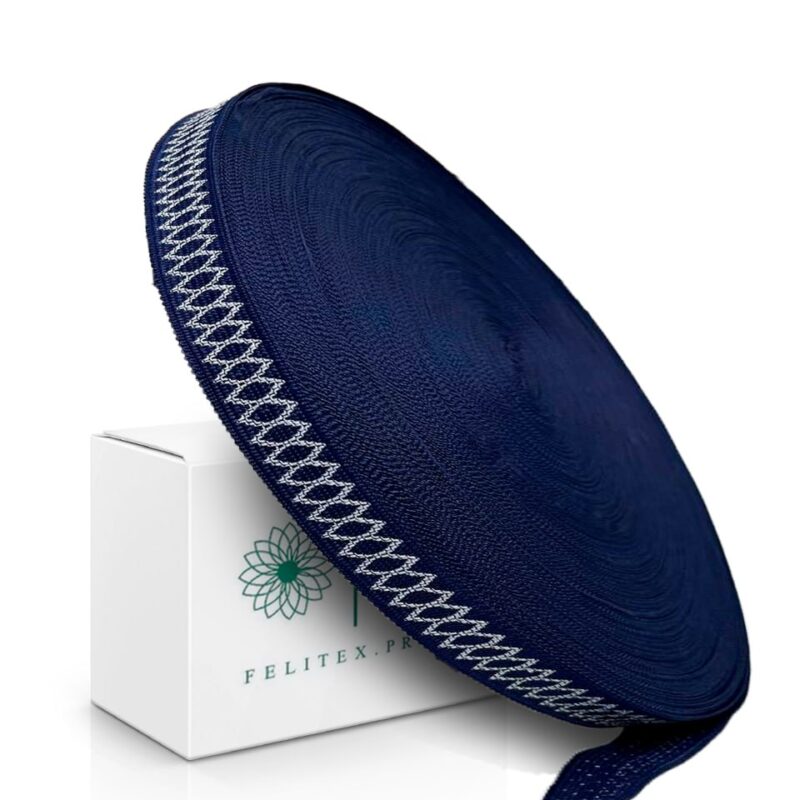 Тесьма окантовочная синяя с узором 23мм