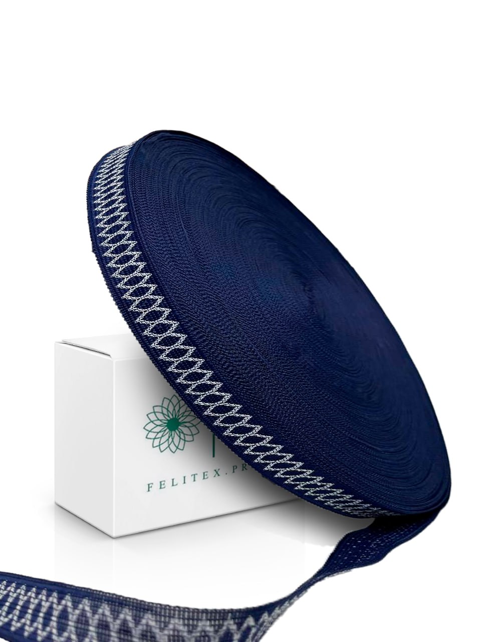 Тесьма окантовочная синяя с узором 23мм